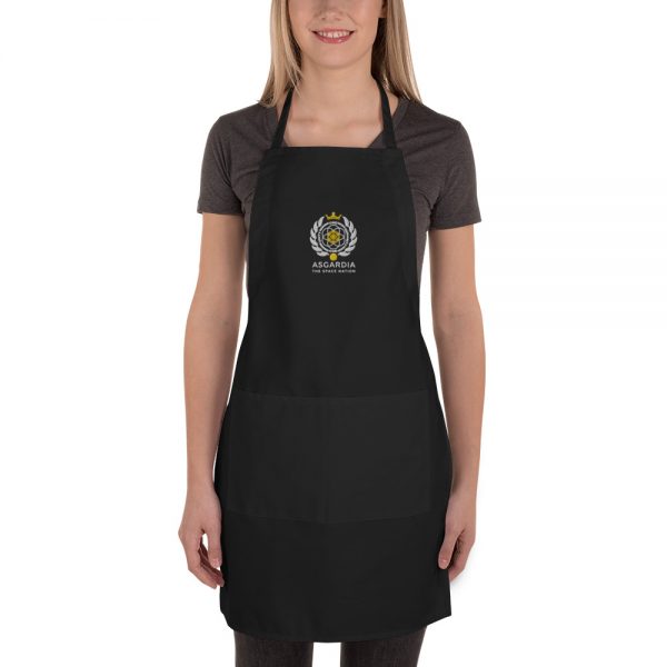 Asgardian Embroidered Apron, Black, Close-Up