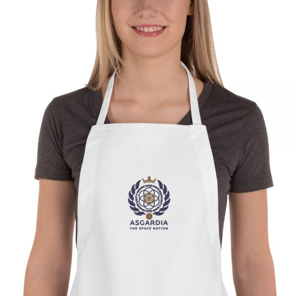 Asgardian Embroidered Apron, White, Close-Up